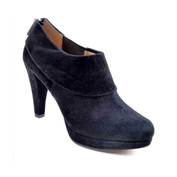 Adrienne Vittadini Ankle Boots Suede Leather Black Booties Size 11M New in Box - Picture 3 of 11